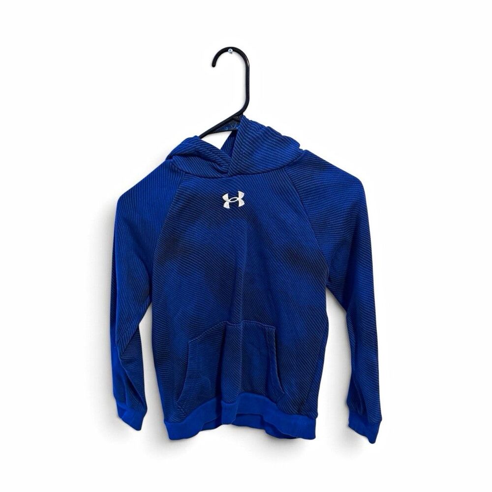 Under Armour Boys Blue Pullover Hoodie Size YS Long Sleeve Logo Pockets